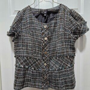 Mossimo Women's Top Blouse Tweed Short Sleeve XXL